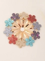 Set of 10 glittery flower BB hair clips for girls in various sparkling colors - Ten-color Glitter Flower Set / 3039-10B