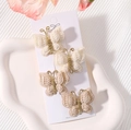 Handmade crochet butterfly hair clips set of 4 in cream white and light coffee colors - Butterfly Style (4D) / Set of 4 / Cream and Light Coffee