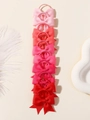Set of 10 gradient pink and red grosgrain ribbon bow hair ties for girls and children - Gradient Red Series (FQ2126-10F)