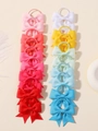 Colorful 20-piece grosgrain ribbon bow hair tie set for kids and girls in various fruit colors - Multicolor Combo (FQ2126-20B)
