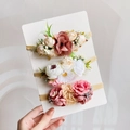 Three-piece baby floral headbands set featuring coral and white fabric flowers on nylon bands - 3L