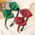 Lot de serre-têtes pour enfants avec doubles nœuds en polyester vert et bordeaux - Ensemble Vert Foncé Et Rouge Vin (2B)