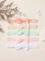 5-delige baby haarbandenset met strikjes in macaronkleuren van hoog elastische stof - 5 Stuks (5B)