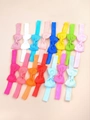 Set van 15 kleurrijke elastische baby-hoofdbanden met strikken van ribstof - 15 Stuks (15D)