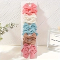 Set of 5 pairs of handmade waffle fabric bow clips for girls in macaron colors - Macaron Color Pack A (10BK)