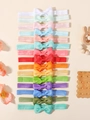 15-teiliges Set bunte elastische Baby-Stirnbänder mit kleinen Ripsband-Schleifen - 15 Stück (15C)