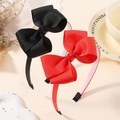 Serre-têtes classiques rouge et noir pour enfants avec double nœud en polyester épais - Ensemble Noir Et Rouge (2F)