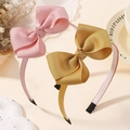 Lot de deux bandeaux pour bébé avec nœuds en ruban gros-grain rose et jaune moutarde - Ensemble Rose Et Jaune (2E)