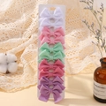 Set of 10 handmade waffle fabric bow hair clips in 5 assorted macaron pastel colors - Waffle Mix Set (10BM)
