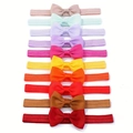 Lot de 10 bandeaux élastiques pour bébé avec nœuds colorés en tissu côtelé variés - 10 Pièces (10D)