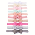 Lot de 10 bandeaux élastiques pour bébé avec nœuds en ruban gros-grain texturé - 10 Pièces (10C)