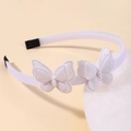 Cerchietto bianco per bambine con farfalle 3D e perle, accessorio per capelli - Bianco