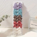 10pcs set of colorful waffle texture fabric bow hair clips for girls on display card - Deep Macaron Mix (10AQ)