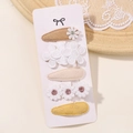 Set de 5 barrettes à fleurs marguerites en dentelle, tricot et broderie bohème - Combinaison de 5 Pièces (5B1) / 5 Pièces