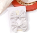 Coppia di fermagli per capelli a fiocco in pizzo bianco con ricami fini - Stile Ricamato Traforato Bianco (9)