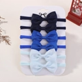 6-pack of baby bow headbands in various shades of blue on a soft nylon band - 6M Style / Set of 6