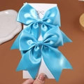 Paire de barrettes à nœuds en satin bleu ciel pour filles avec rubans sur carte - 2 Pièces/Ensemble / Bleu ciel