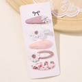 Lot de 5 pinces à cheveux marguerites en tissu pour filles, tons rose clair et beige - Combinaison de 5 Pièces (5C1) / 5 Pièces