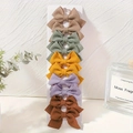 Set of 10 handmade waffle fabric bow clips for girls in assorted macaron pastel colors - Natural Tone Ten (10AS)