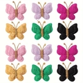 Set of 12 handmade knitted butterfly hair clips in six vibrant assorted colors - Six-Color Bright Mix (12C) / Set of 12