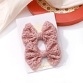 Fermagli per capelli a fiocco in rete ricamata rosa con delicati fiori 3D - Stile Ricamato 3D Rosa (13)