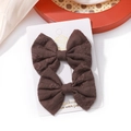 Set di due fermagli per capelli marroni fatti a mano con ricami floreali per bimba - Stile Ricamato Floreale Marrone (15)