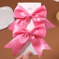 Lot de barrettes à nœuds en satin rose pour filles accessoires cheveux pastel - 2 Pièces/Ensemble / Rose