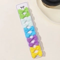 Set of 10 solid color ribbon bow hair clips for girls in five assorted pastel shades - Yellow Green Purple Set (10K)