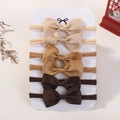 Set of 6 elastic nylon headbands with ribbed bows for babies in earth tones - Style 6N / Set of 6