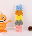 Set of 10 handmade waffle fabric bow clips in five assorted macaron colors for girls - Autumn Macaron Ten (10AR)