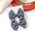 Paio di fermagli per capelli ricamati con fiori blu su carta da esposizione - Stile Ricamato Floreale Blu Grigio (19)