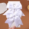 Paire de nœuds à cheveux en satin blanc avec longs rubans pour filles - 2 Pièces/Ensemble / Blanc