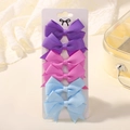 6er-Set Haarklammern mit Schleifen aus Ripsband in Lila, Rosa und Hellblau für Kinder - Lila Rosa und Blau Kombination (6F)