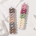 Set of 10 solid color grosgrain ribbon bow hair clips for girls on display card - 20B Style