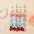 Set of 12 colorful grosgrain ribbon bow hair clips in soft candy colors for girls - 12B Style