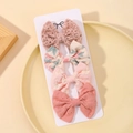 Set di 4 fermagli per capelli fatti a mano con ricami floreali in rosa e beige - Set 4 Pezzi Ricamato Floreale Pizzo (4B)