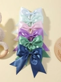 Lot de six nœuds à cheveux en satin pour filles aux couleurs pastel avec des pinces - Lot de 6 / Multicolore (6D)