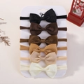 6-pack infant nylon headbands with ribbed fabric bows in gradient neutral tones - Style 6o / Set of 6