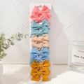 10-piece set of waffle fabric macaron bow hair clips for girls on display card - Fresh Macaron Five (10AT)