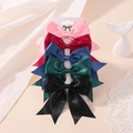 Lot de cinq barrettes à nœuds en satin rose, rouge, bleu, vert et noir pour fille - 5 Pièces / Multicolore (E)