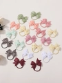 Colorful grosgrain ribbon bow hair ties for girls in multiple pastel and vivid shades - Style 20B / 20 Pieces Set