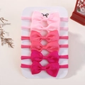 6-pack gradient pink baby bow headbands on display card with soft nylon elastic bands - 6K Style / Set of 6