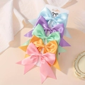 Lot de 5 barrettes à nœuds en satin aux couleurs pastel pour filles sur carte - 5 Pièces / Multicolore (F)