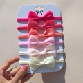6-pack of gradient pink and beige baby nylon headbands with ribbed fabric bows - Yellow Pink Vibrant Style (6W)