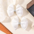 Lot de deux nœuds blancs scintillants avec perles pour la coiffure de fête des filles - Blanc (2A-18)