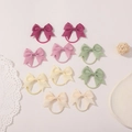 Set of 10 colorful grosgrain ribbon bow hair ties for girls in soft pastel tones - Fresh Pastel Colors Assorted Style (10C)