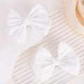Set of two white satin bow hair clips for girls with a premium glossy finish - 2-Piece Set / White (2A-41)
