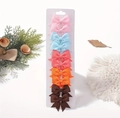 Set of 10 colorful grosgrain ribbon swallowtail bow clips for girls on display card - Coral Red Gradient Mix (10R)