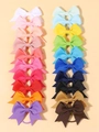 20-piece set of colorful grosgrain ribbon bow hair ties for toddlers and girls - Bright Color Set (20D)