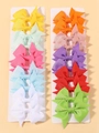 Lot de 20 barrettes à nœuds en ruban gros-grain pour filles en 10 couleurs vives - Ensemble Arc-en-ciel Multicolore (20D)